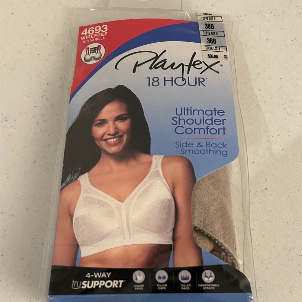 Playtex 18 Hours UltimateShoulder Comfort Bra 38 B Tan